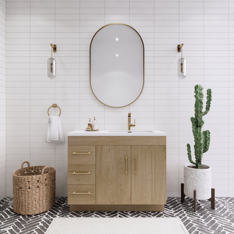 Meuble-lavabo simple l 42 po, Chêne blanc