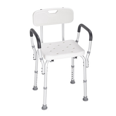 Chaise de douche, siège de douche avec dossier, tabouret de douche à hauteur réglable, chaise de douche pour baignoire à l'intérieur, banc de salle de bain antidérapant pour personnes à mobilité réduite, capacité de 350 lb