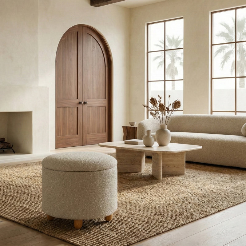 Mancora Upholstered Storage Ottoman, Oatmeal