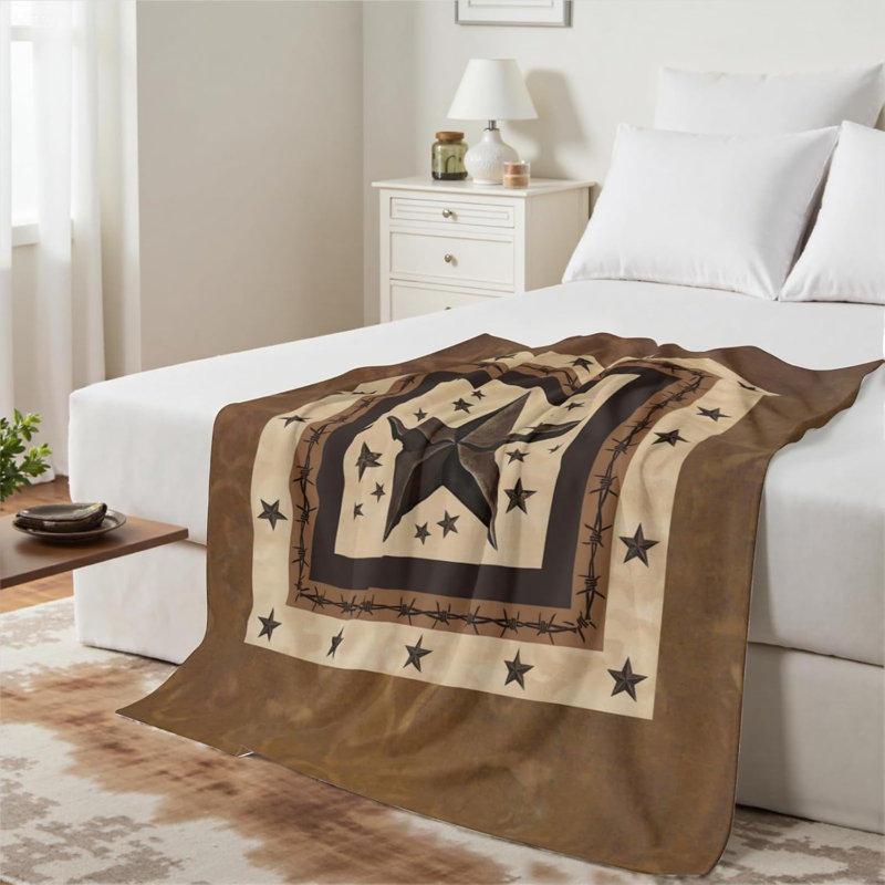 Jeté Western Texas Star Primitive Rust Star, 80" L x 60" W