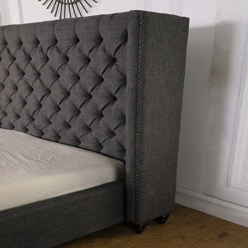 Lit plateforme Devola, Très grand, gris