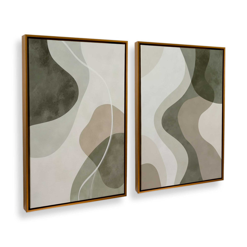 Ensemble de 2 impressions sur terrain doux, Cadre flottant doré poli, 30 po x 20 po