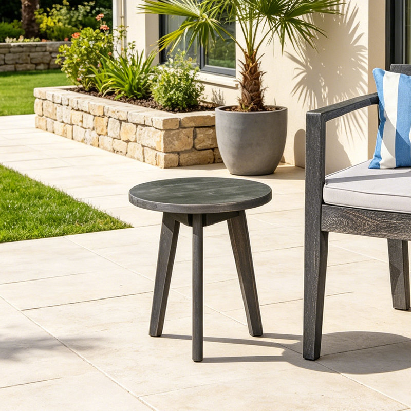 Table d'appoint d'extérieur en bois massif pour patio