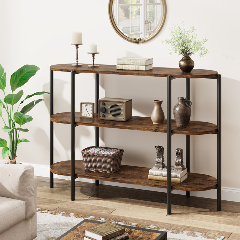 Console industrielle à 3 niveaux avec tablettes ouvertes - Canapé d'entrée 47,2 "- Structure en métal robuste - Conception peu encombrante pour le salon, le couloir, la cuisine ou le canapé - couleur rétro