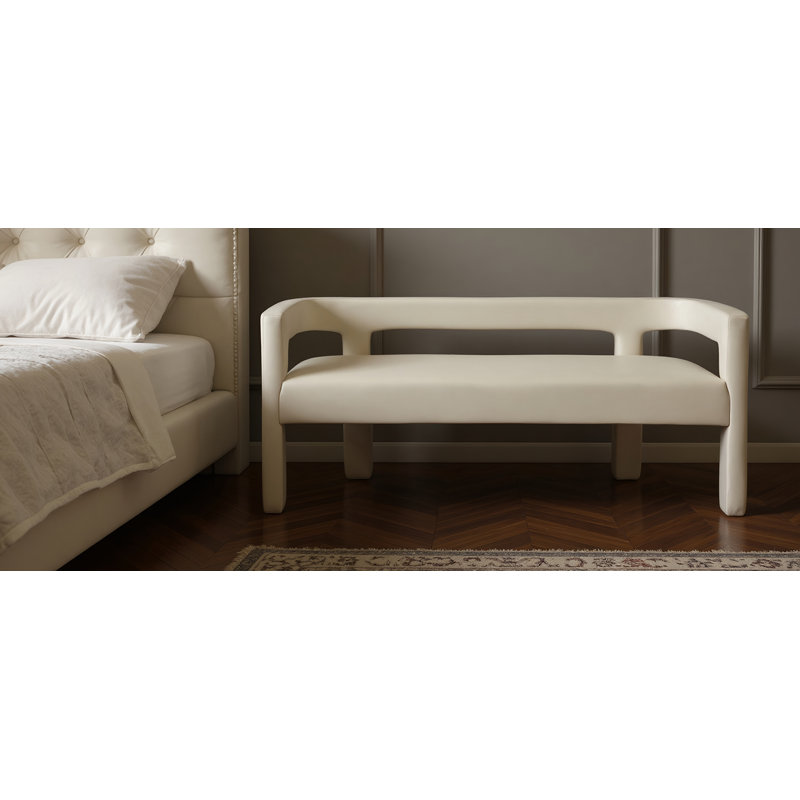 Banc avec revêtement, Velours crème