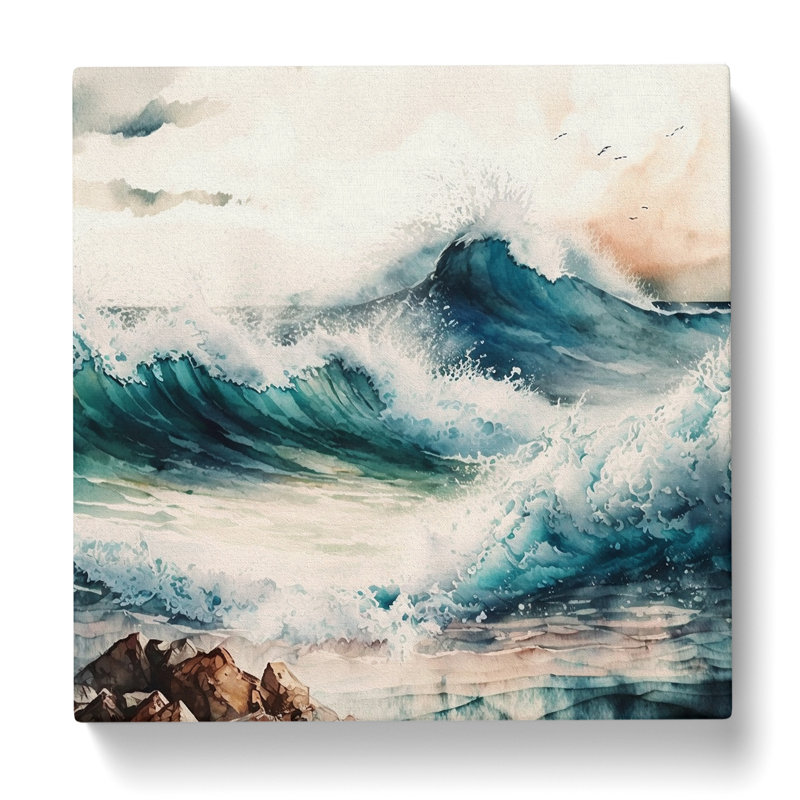 Ocean Watercolour - No Frame Print, 35cm H x 35cm W x 3cm D