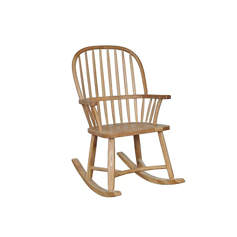 Chaise berçante en chêne massif laqué de haute qualité, Brun