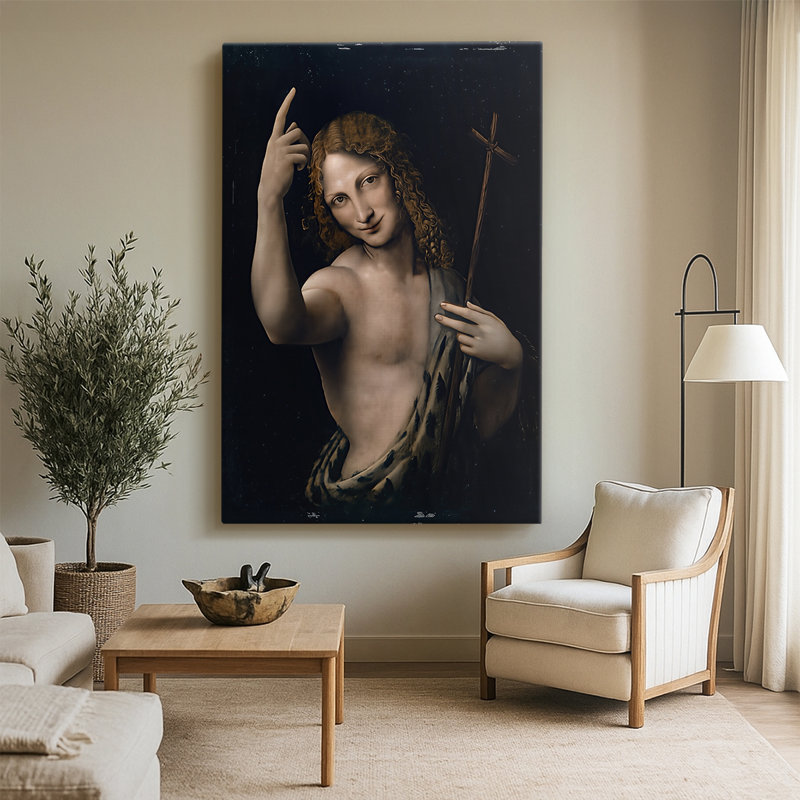 Saint Jean-Baptist - galerie d'art sur toile tendue par Leonardo Da Vinci, 32 x 48