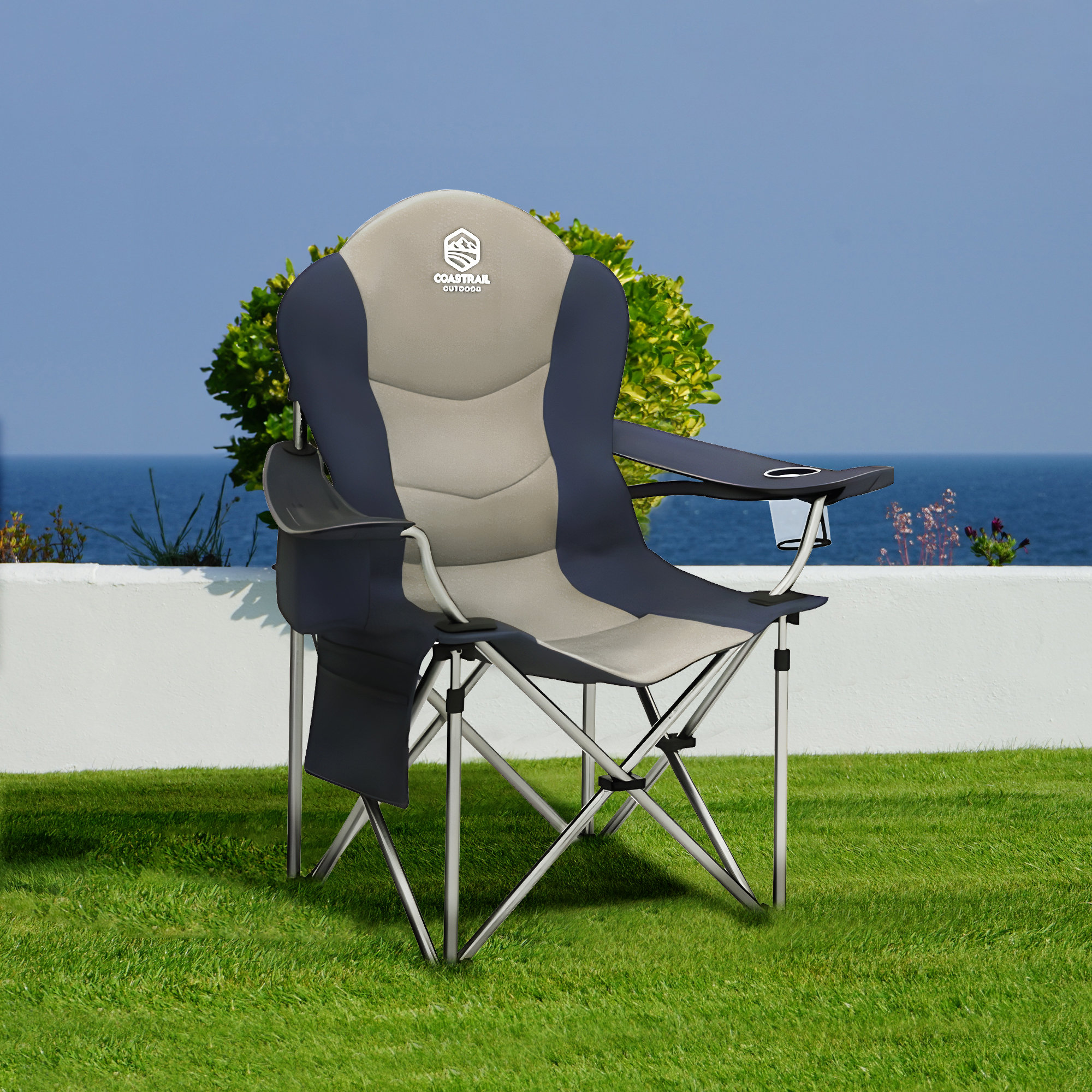 Shop Costway Foldable Camping Chair Swivel Beach Chair Outdoor