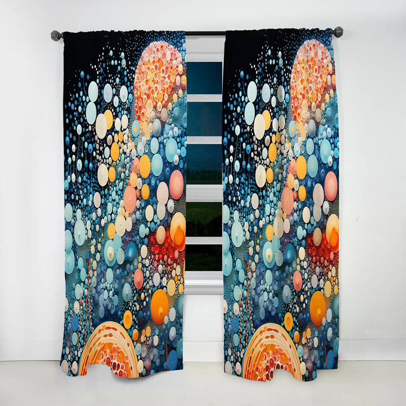 Bavière colorée à l'encre colorée Fantasia IV - Rideau à formes - Velours obscurcissant - 1 panneau, L 52 po x L 108 po