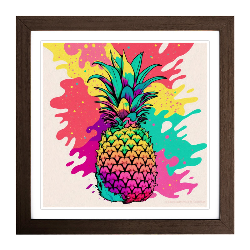 Pineapple Fauvism - Framed Print, Walnut
