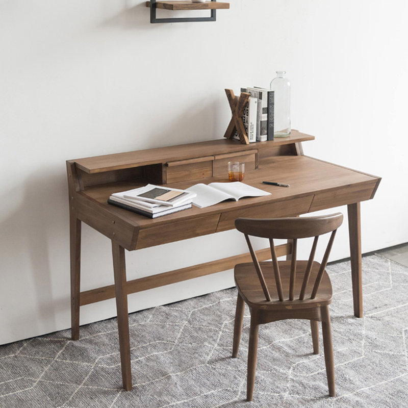 Pure solid wood desk and chair set