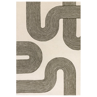 Brinlie Wool Hand Woven Cream/Green Area Rug