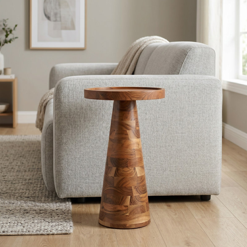 Table de bout Mid-Century Farmhouse Cottagecore, Naturel, Naturel