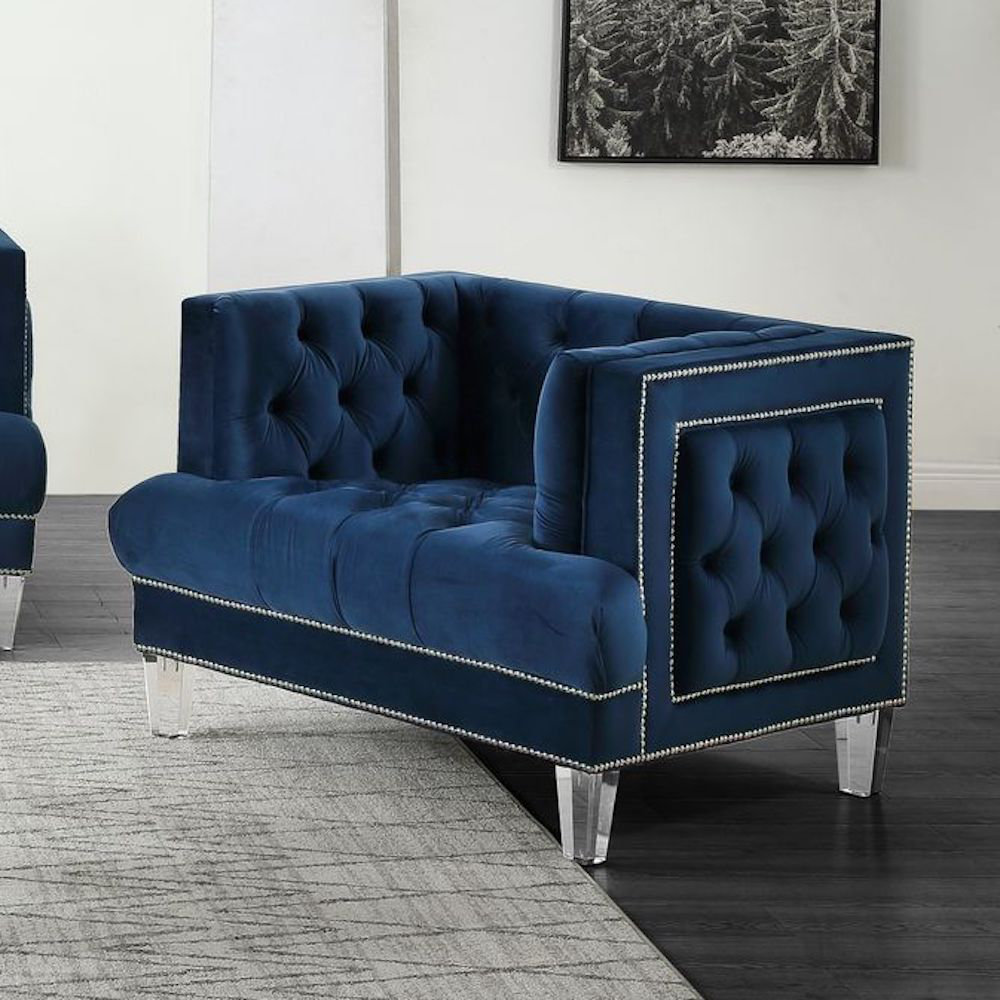 Everly Quinn 41" W Tufted Velvet Chair and a Half Wayfair