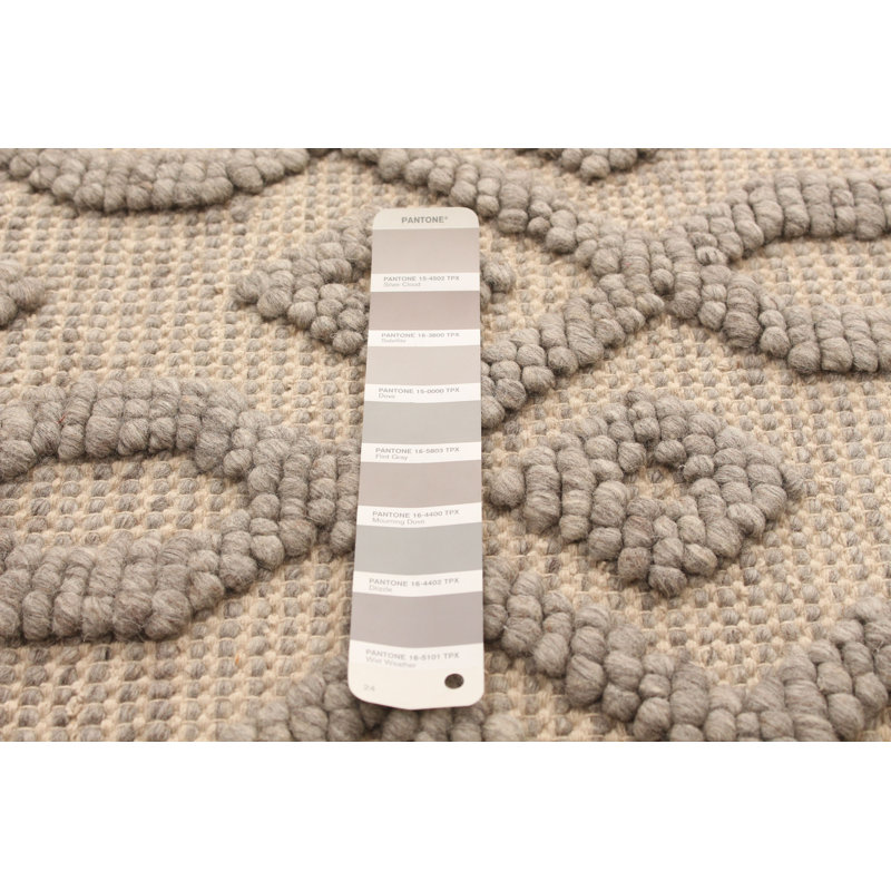 Tapis gris / brun clair en laine tressé à la main Elkton