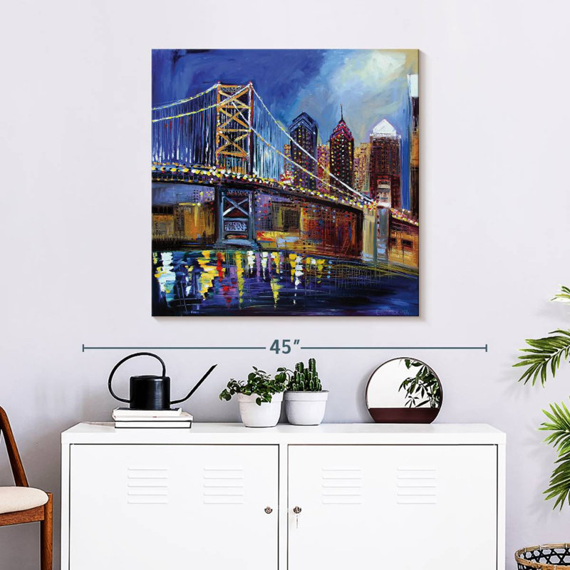Lilie The Benjamin Franklin Bridge, 30" H x 30" W