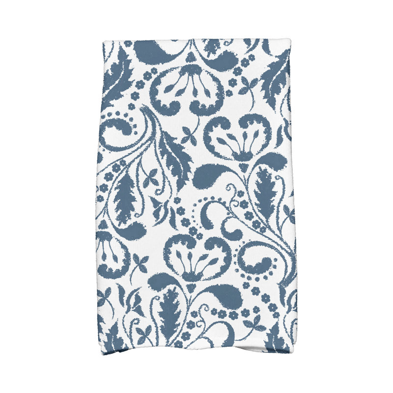 Torchon floral, Bleu