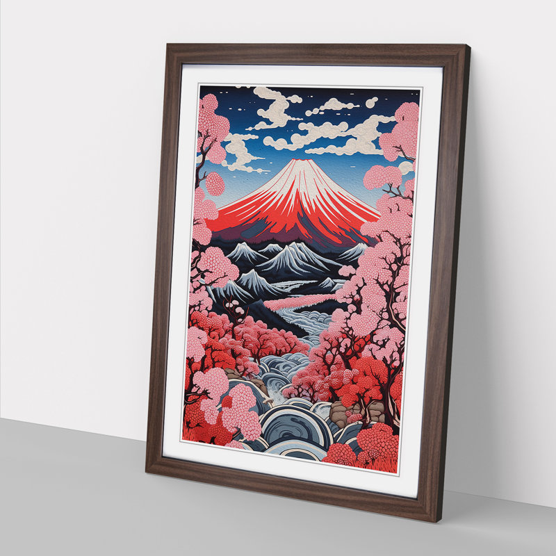 Mount Fuji Constructivism No.2 - Framed Print, 34cm H x 25cm W x 2cm D, Walnut