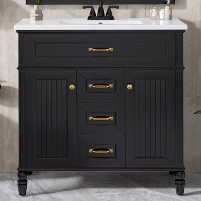 Meuble-lavabo simple 36 po avec comptoir en céramique Lennon