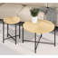 Table basse et table de bout Radial Imperméable avec housse. Forme cylindrique vieillie. Pieds en métal noir. Rustique. Noyer foncé, rouge, options de bois technique. P 31,4 po x H 18,9 po et P 18,9 po H 23,6 po-1745797769