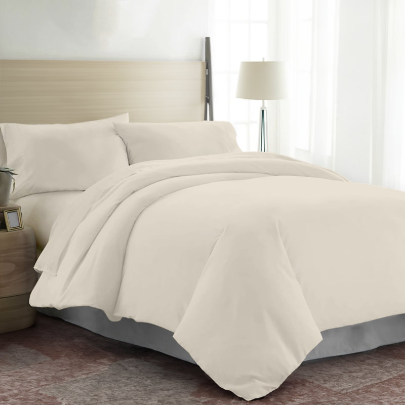Satin [EU ONLY] Duvet Cover Set with Pillow Shams Included, Ivory