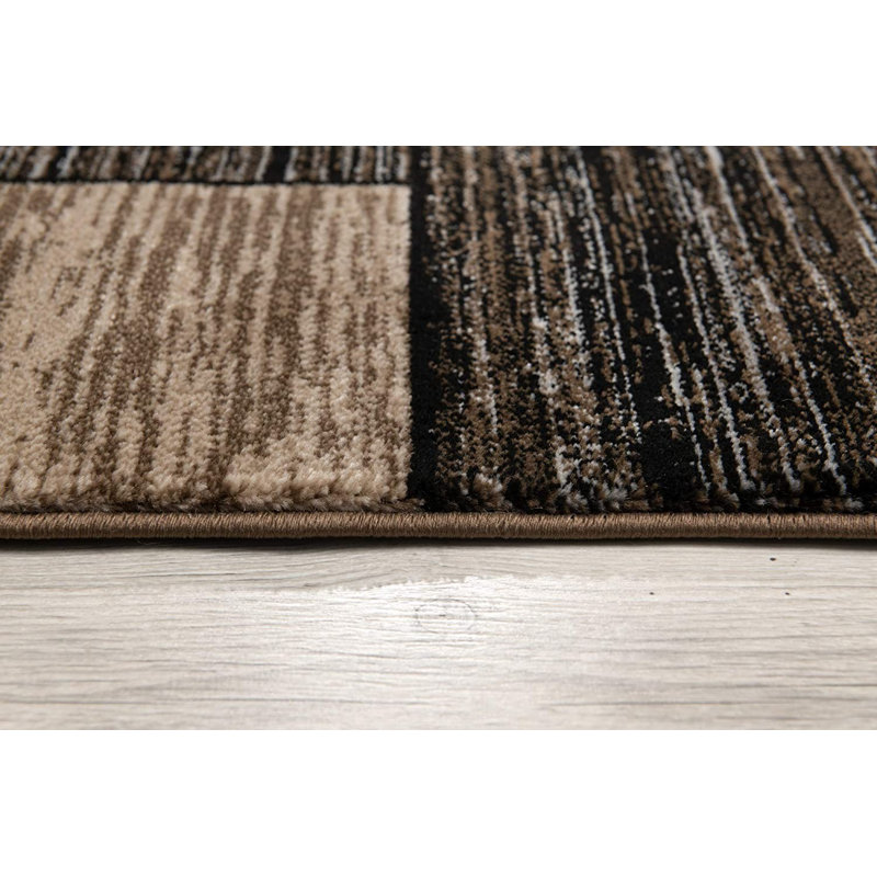 Tapis beige / noir / brun, Tapis de couloir 2 pi 3 po x 8 pi