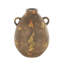 Anelis Ceramic Antique Style Distressed Decorative Brown Vase with Grooves and Handles