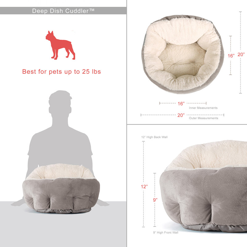 Lit pour chien Ilan Best Friends par Sheri OrthoComfort, Standard (l 20 po x P 20 po x H 12 po), Gris
