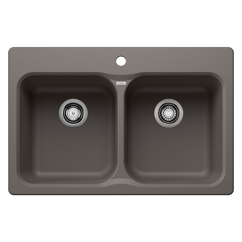 Évier de cuisine à double cuve 31,5 po 50/50 Vision SILGRANIT - Gris volcan, Gris volcanique