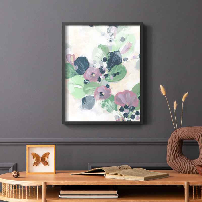 «Tropical Branch Fresco I», reproduction encadrée - bois massif, Noir, H 20 po x l 16 po