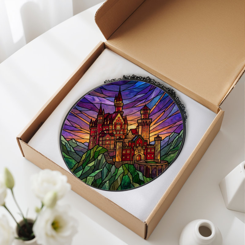 Vitrail de fenêtre en verre coloré H 7,8 po, H 7,8 po x l 7,8 po