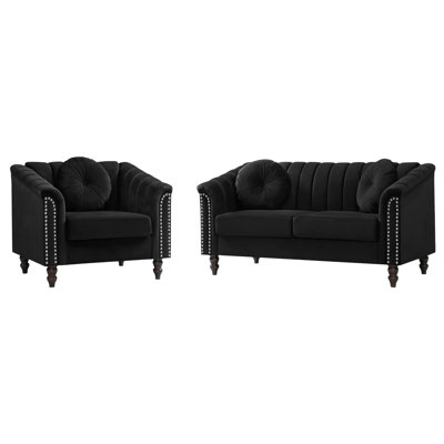 Microfiber 2-Piece Couch Living Room Sofa Set