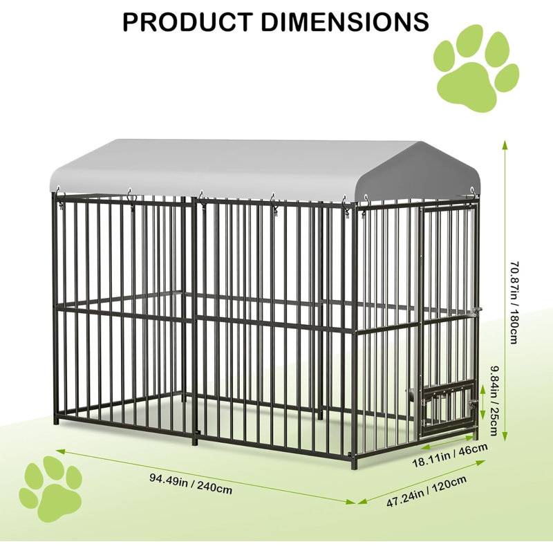 Grand chenil d'extérieur, cage pour chien robuste, H 6 po x l 10 po x P 10 po
