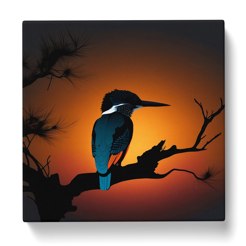 Kingfisher Silhouette - Wrapped Canvas