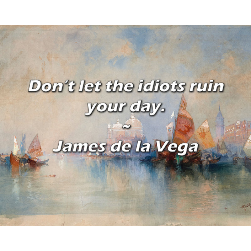 Citation artistique «Ne laissez pas les idiots gâcher votre journée». Toile tendue par James de la Vega
