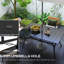 6 tables de salle à manger d'extérieur, table de patio rectangulaire en acier avec trou pour parasol, noir pour le jardin, balcon, 59 po x 35,5 po, noir