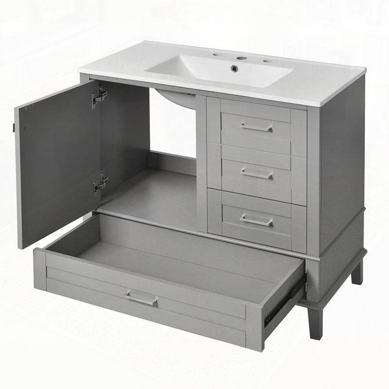 Bathroom Vanity with Solid Pine Frame, Grey