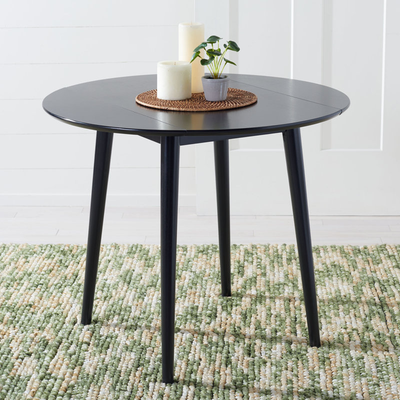 Antea Extendable Round Solid Wood Base Dining Table, Black