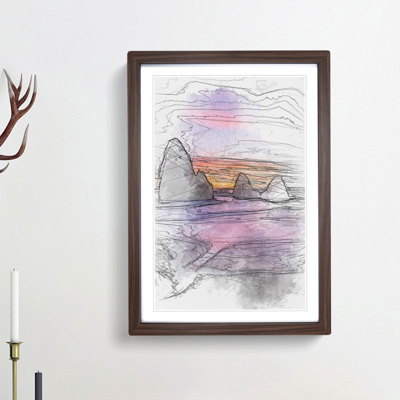 Rodeo Beach in Abstract - Picture Frame Graphic Art Print, 76cm H x 50cm W x 2cm D, Walnut