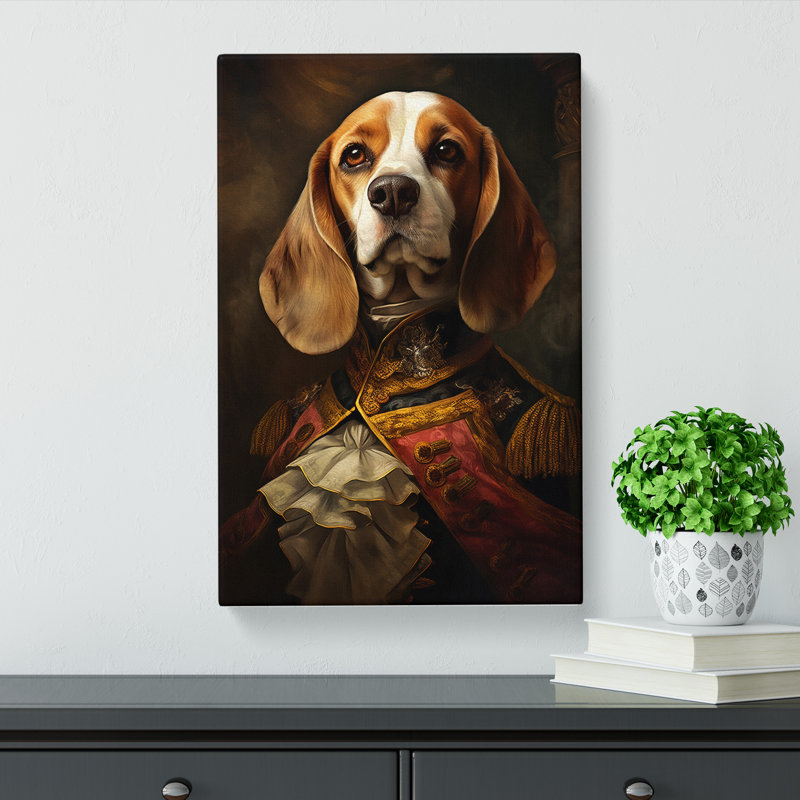 Beagle Baroque Art - Wrapped Canvas, 50cm H x 35cm W x 3cm D