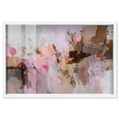 Creamy Rose Palette I Shadowbox Print Pink Wall Art by Art Remedy, White Frame, 46 x 31