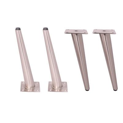 4Pcsx 9 3/4 po pattes de canapé fuselées en angle de style Mid-Century moderne. Pieds d'armoire de canapé en métal, pieds de chaise, pieds de repose-pieds, nickel satiné brossé