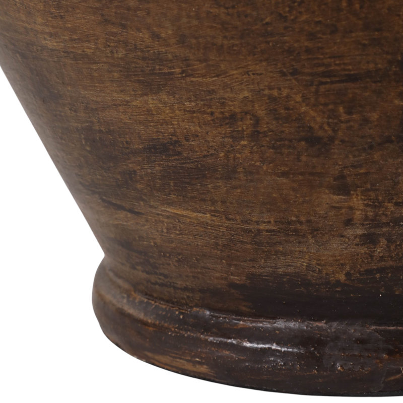 Vase de table en terre cuite Heritage avec poignées côtelées pour une décoration rustique - Grand vase urne à fleurs avec finition en céramique vieillie pour la décoration du salon