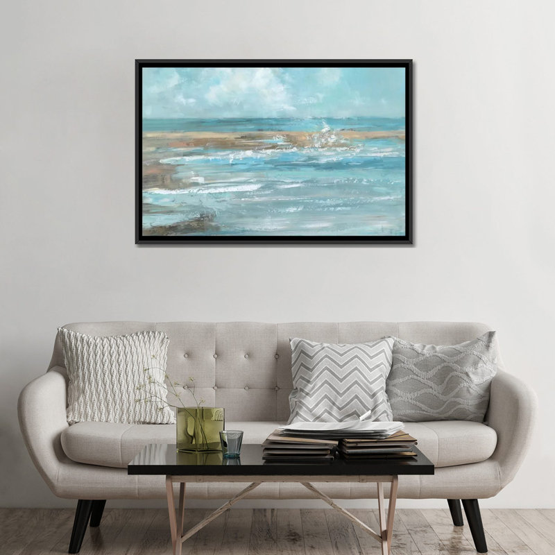 «Breaking Waves», impression sur toile, H 18 po x l 26 po x P 1,5 po, Toile avec cadre noir, Pas de tapis