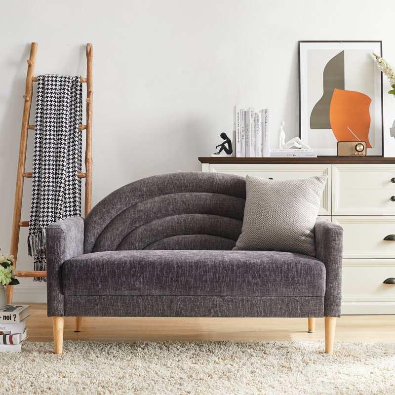 Canapé rembourré à deux places Michala, Polyester gris, H 31,5 po x l 49,6 po x P 30,7 po