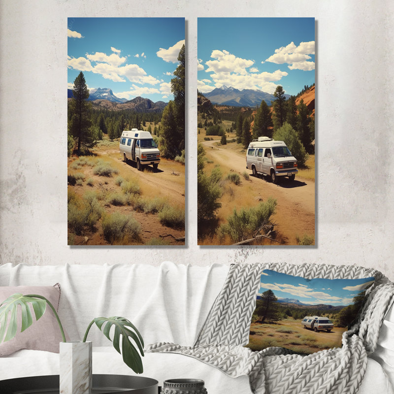 Explorers Haven Camping Travel Adventure I - Ensemble de 2 impressions murales en métal, H 32 po x l 32 po