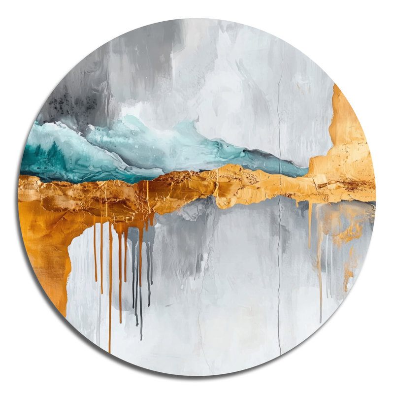 Bilgarrie - Art mural rond moderne transitionnel en métal, H 16 po x l 16 po