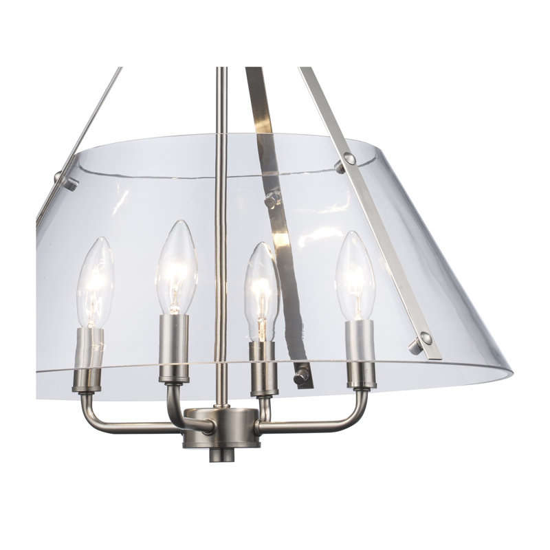 Waddells - Luminaire suspendu, Nickel brossé, H 12 po x l 20 po x P 20 po, 4