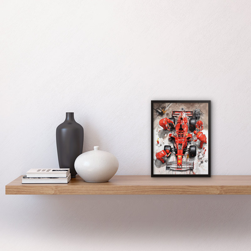 Grand Prix Race Car Wheel Change Aerial Shot - Single Picture Frame Print